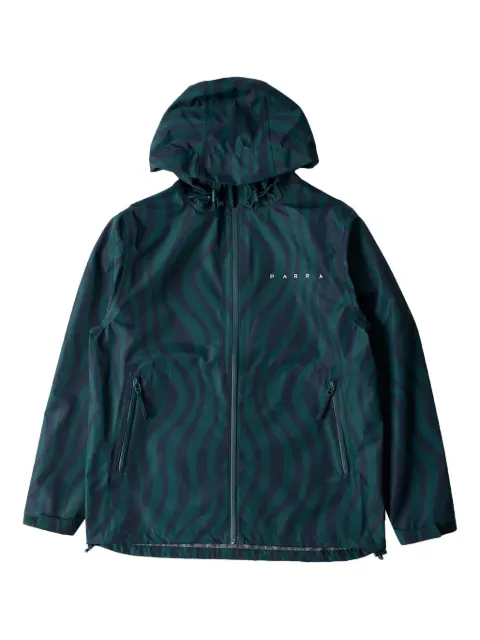 BY PARRA Flow wave-print hooded rain jacket Green 51171