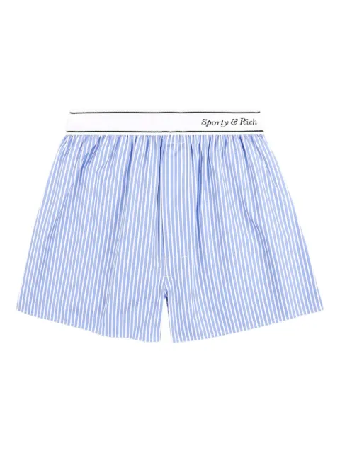 Sporty & Rich Italic-logo striped-pattern boxer shorts Blue SH015621300ST082