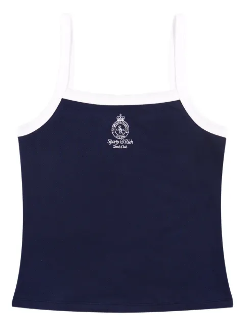 Sporty & Rich contrast-binding ribbed top Blue TO079621304BL1072