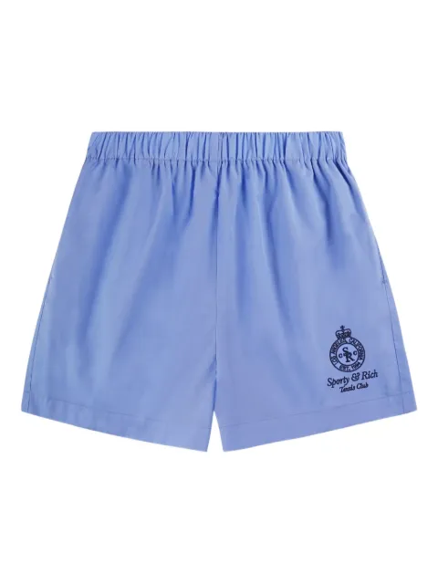 Sporty & Rich Crown Tennis embroidered-logo shorts Blue SH012621304BL1022