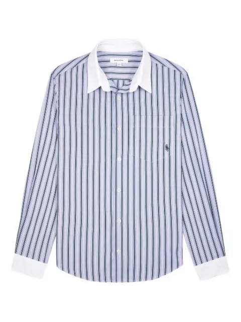 Sporty & Rich striped contrast-collar shirt Blue SI019621302MU022