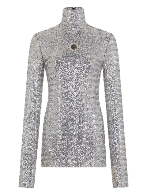 Rabanne cut-out long-sleeved top Silver 25HJTO201PO0356