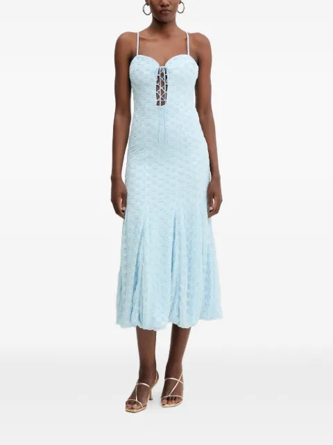 Bardot lace-up floral-pattern midi dress Blue 59928DB