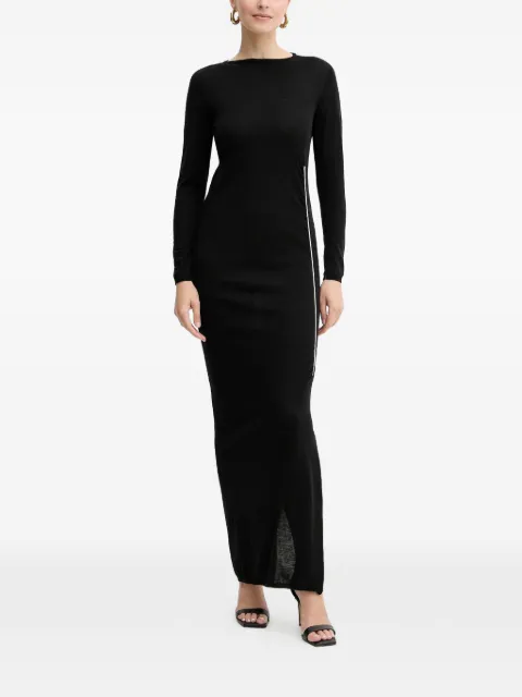 Liviana Conti long sleeve side-stripe maxi dress Black F5WA21