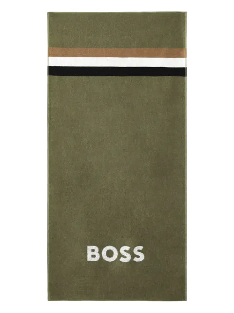 BOSS logo-embroidered beach towel Green 50540419