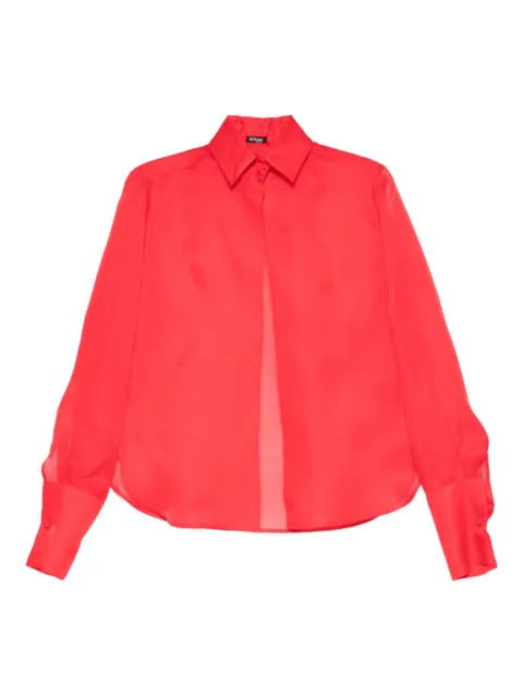 Kiton sheer panelled shirt Red D59456K0592E01004