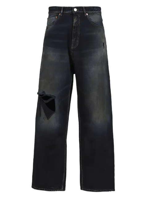 VETEMENTS distressed wide-leg trousers Black UH76DP180B3BLKOUT