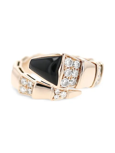 Bvlgari Pre-Owned rose gold Serpenti diamond and onyx embellished ring Gold 422946