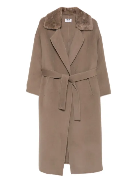 Betta Corradi panelled-collar belted coat Neutrals A51480W