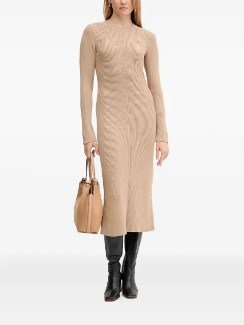 Barbour ribbed split midi dress Neutrals LDR0936BE12