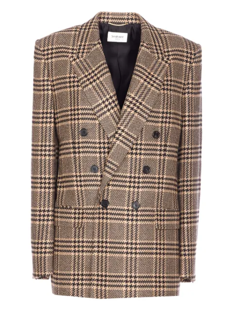 Saint Laurent double-breasted check blazer Brown 837047Y3J67