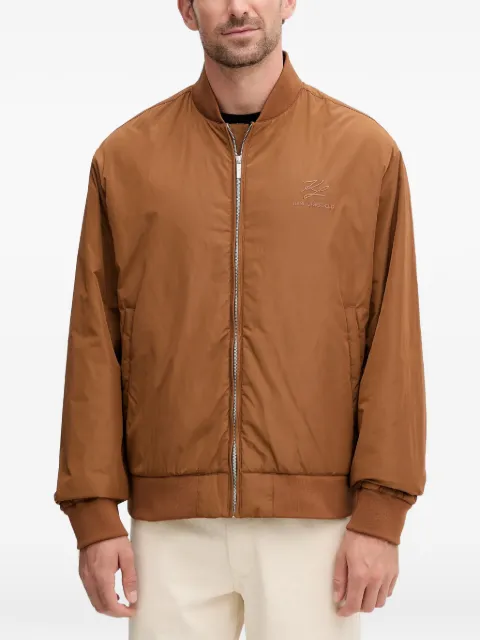 Karl Lagerfeld logo-embroidered bomber jacket Brown 505000553501