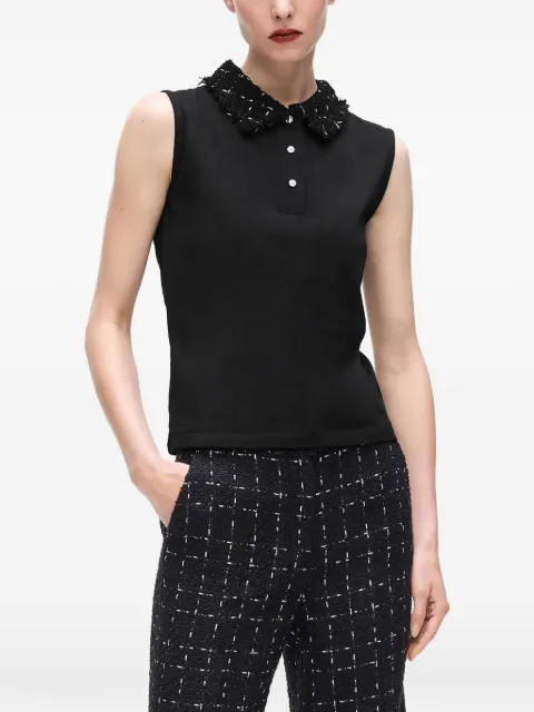 Karl Lagerfeld bouclé-detailed polo top Black A4W17038999
