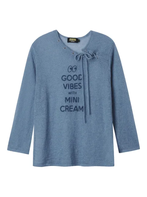 Mini Cream lace-up neck jumper Blue 5FM300A