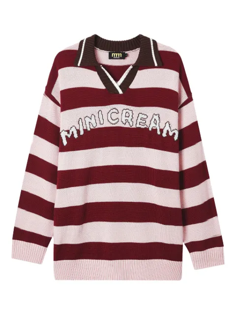 Mini Cream striped polo-neck sweater Pink 5FM301A