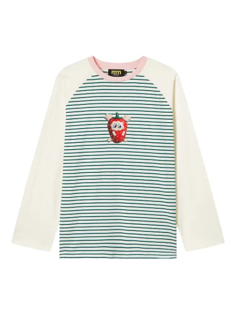 Mini Cream strawberry-print striped top Neutrals 5FM603A