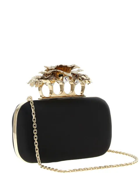 Alexander McQueen Carnation Knuckle clutch bag Black 8456481HBC3