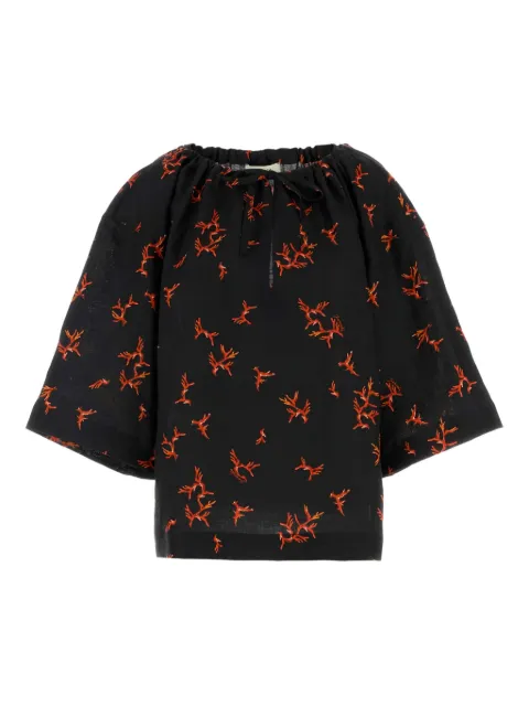 FENDI printed linen blouse Black FXD580AT8M