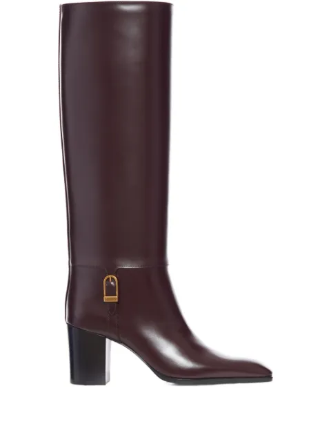 Saint Laurent 70mm buckle-detail calf-leather boots Brown 818207AAEHRA