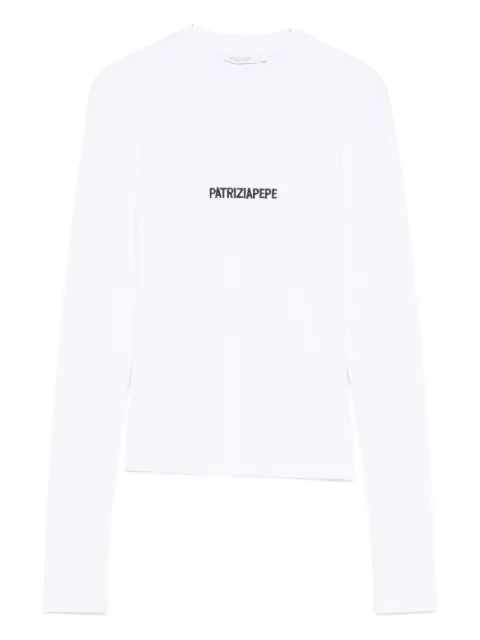 Patrizia Pepe logo-embroidered long-sleeve t-shirt White 2M4512J355