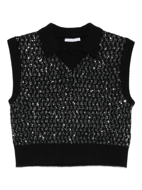 Patrizia Pepe sequinned knitted top Black 2K0359K299J4O3