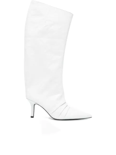 Patrizia Pepe 75mm crinkle pointed boots White 2Y0037L146