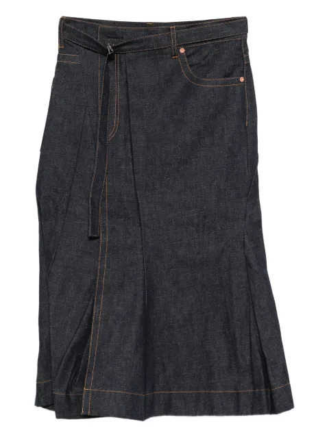 sacai belted pleated denim skirt Blue 2507962