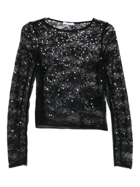 Patrizia Pepe sequin-embellished long-sleeved top Black 2M4514J341