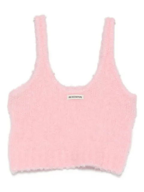 Patrizia Pepe logo-patch knitted top Pink 2K0354K222M555