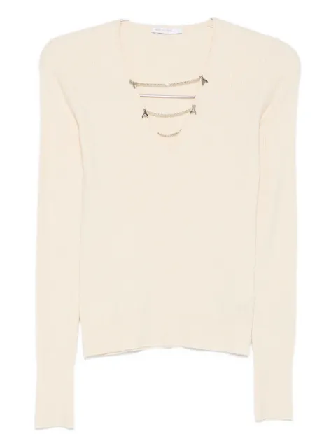 Patrizia Pepe chain-embellished sweater Neutrals 2K0331K7S0W405