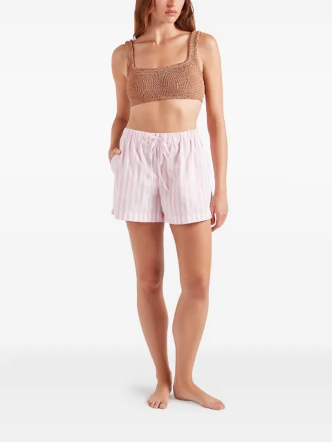 Hunza G Cabana striped-pattern logo-embroidery shorts Pink CABANASTRIPEEMBROIDEREDSHORTS