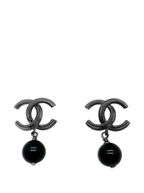 CHANEL Pre-Owned 2011 CC logo drop earrings Black CHACCLOGOERG