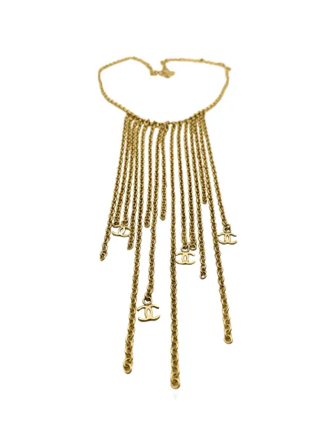 CHANEL Pre-Owned 2001 fringed logo-droplet necklace Gold CHAFRINGENKL