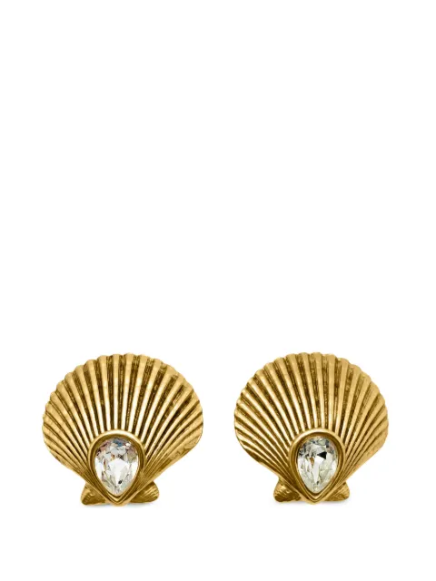 Saint Laurent Pre-Owned 1980s crystal shell earrings Gold JGJYSLSHELERG