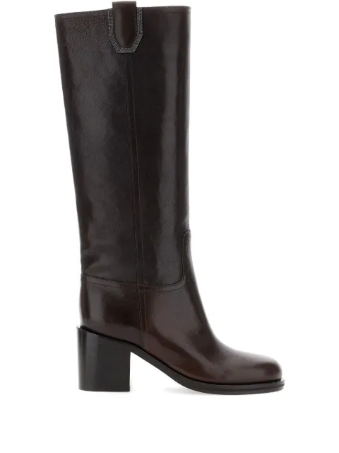 Brunello Cucinelli leather knee-high boots Brown MZORC3110C8279