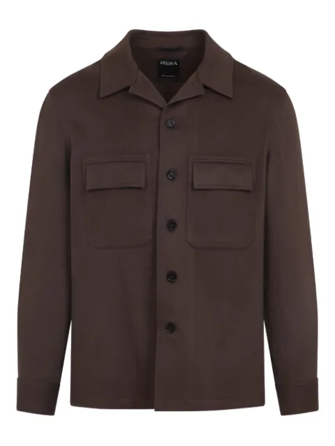 Zegna double-pocket cashmere shirt jacket Brown UGV46A2SOT6B