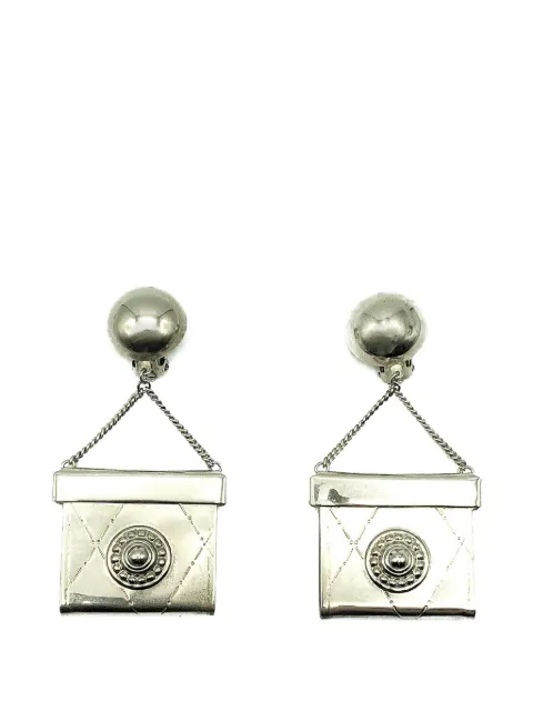 Jennifer Gibson Jewellery 1980s statement handbag earrings Silver JGJBAGERG