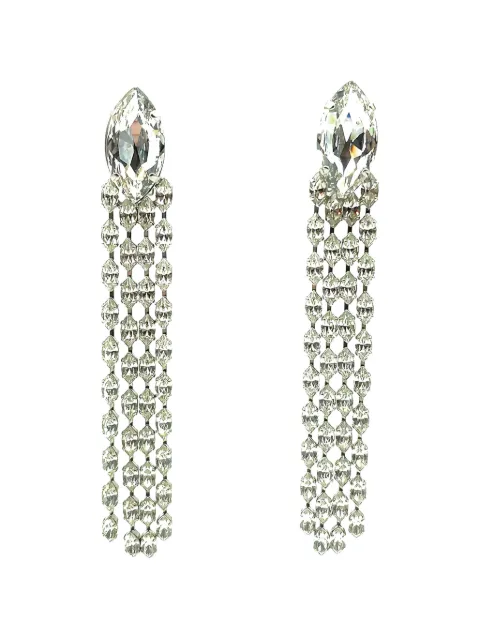 Jennifer Gibson Jewellery 1980s marquise crystal shoulder duster earrings Silver JGJDUSTERERG