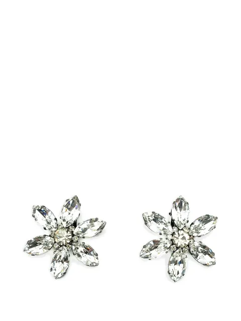 Jennifer Gibson Jewellery 1980s navette crystal flower earrings Silver JGJCRYFLWRERG