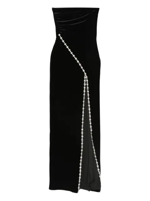 NISSA crystal-embellished velvet maxi dress Black RS16153