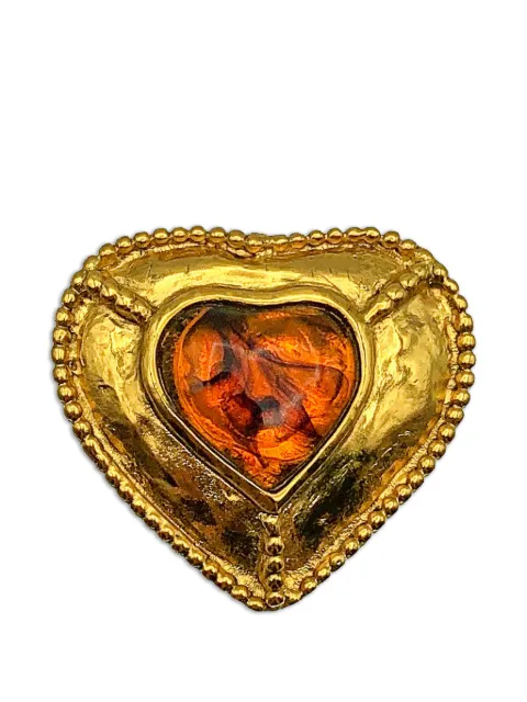 Saint Laurent Pre-Owned 1980s enamel heart brooch pendant Gold JGJYSLHRTPEND