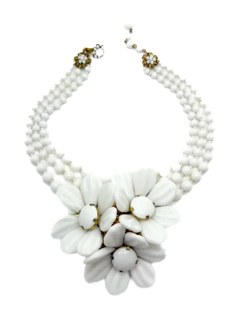 Jennifer Gibson Jewellery 1940s flower corsage necklace White JGJHASKELFLWR