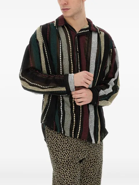 AIE stripe-embroidered shirt Black NS941ABLACKMULTI