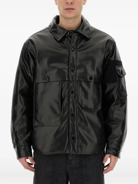 AIE flap-pocket buttoned overshirt Black NS927BLACK