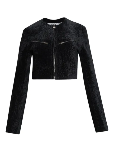 Alexander Wang velvet-effect cropped jacket Black 1WC4252671