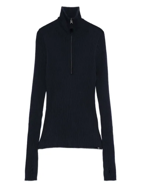 Kristensen Du Nord zip-up ribber sweater Blue L392B