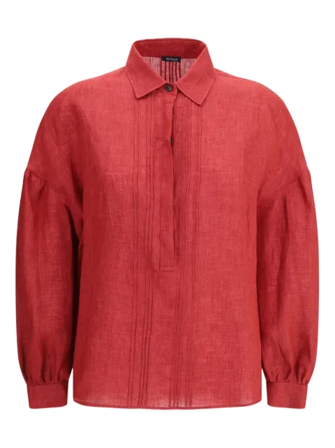 Kiton pleated-front linen shirt Red D57462K0903E01000