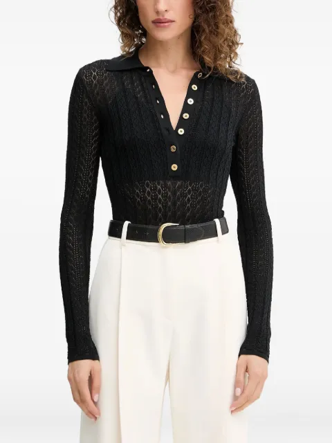 Elisabetta Franchi patterned-knit polo top Black BK66T51E3