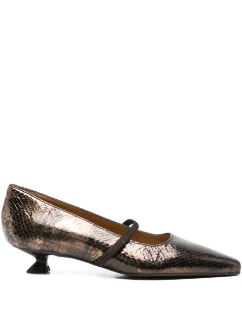 Pedro Miralles 30mm metallic-leather pumps Neutrals 29147