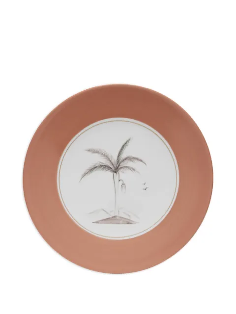 MARIE DAAGE Bamboo Colonies palm-tree round charger plate (31cm) White BBCOLDP6FORPPC